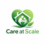 Care at Scale Podcast - Kerri J. Husman, M.D., at Vitality Psychiatry, P.C. green heart with a home with a caregiver attending to a client or family member